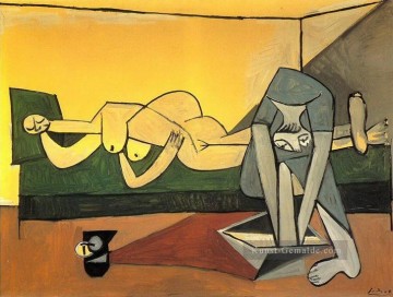 couche Kunst - Femme couchee et femme qui se lave le pied 1944 Kubismus